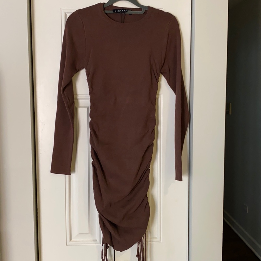 Lioness military minds long sleeve dress in Cocoa